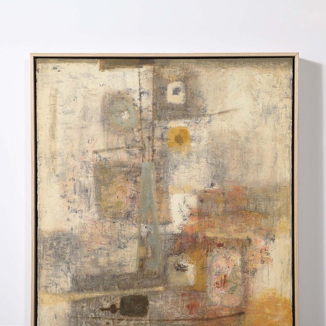 Mid-Century Abstract Color Field Still Life Entitled "Foyer" in Oil on Canvas Joe Caroff For Sale - Image 4 of 13