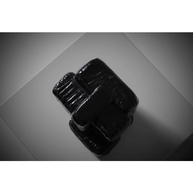 Ceramic Vintage Black Ceramic Cubist Sculpture, 1970s For Sale - Image 7 of 10