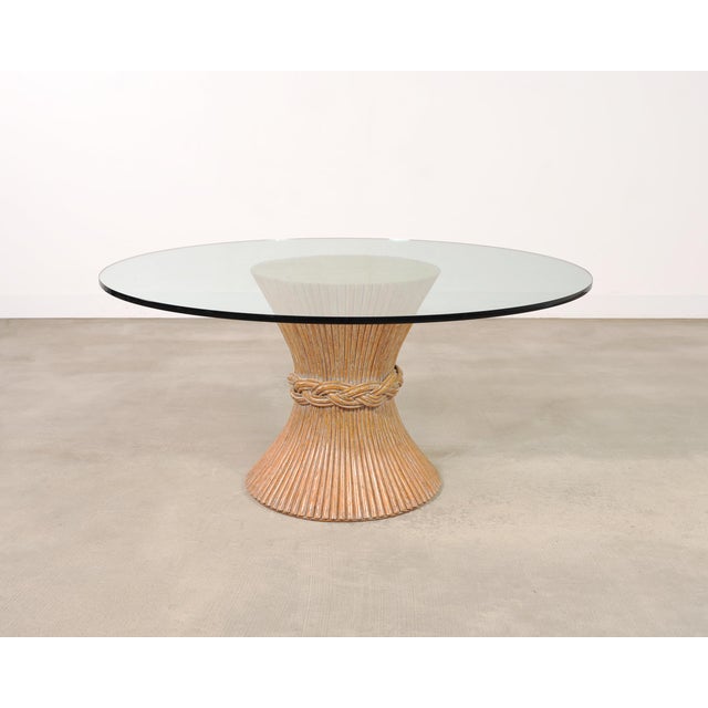 Contemporary McGuire Labeled Organic Modern Cerused Rattan Glass Dining Table For Sale - Image 3 of 18