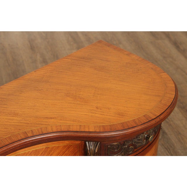 Brown 1930's French Louis XV Style Inlaid Satinwood Vanity For Sale - Image 8 of 11