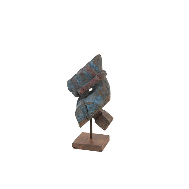 Antique Indian Carved Teakwood Horse Head Corbel featuring a stylized horse motif, traditionally used as an architectural...