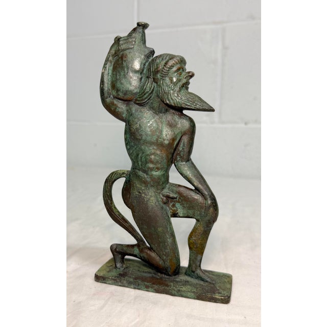 19th Century Antique Satyr Greek Mythical Creature Solid Bronze Statue Sculpture Artifact For Sale - Image 5 of 10