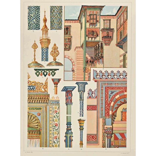 Decorative Motifs - Arab Styles is a print on ivory-colored paper realized by Andrea Alessio in the early 20th Century....