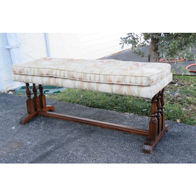 Long Upholstered Bed End Hallway Bench For Sale - Image 9 of 13