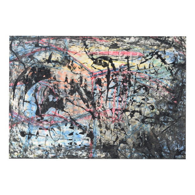 Hans Werner Kirchner, Somber Abstraction (Verso Portrait Study), 1960, Watercolor For Sale