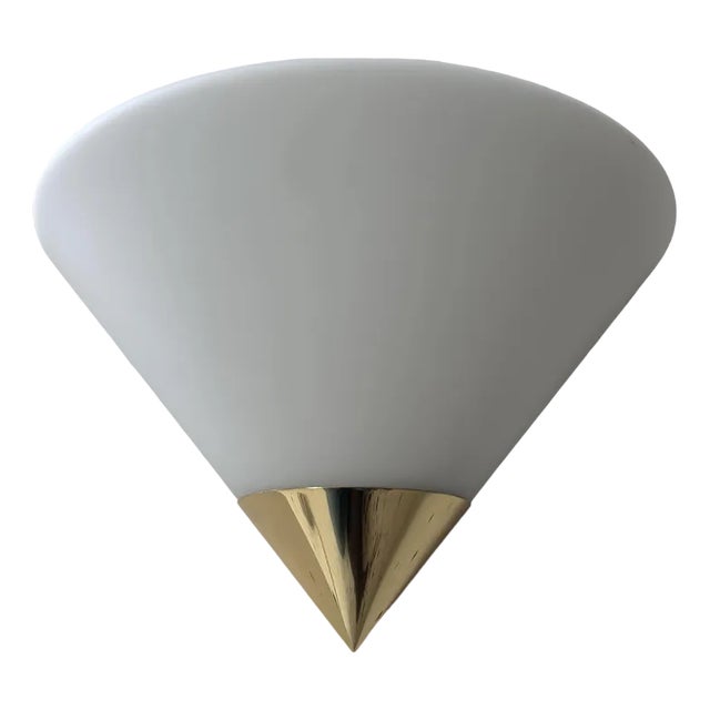 Opaline and Brass Wall Lamp, Germany, 1980s For Sale