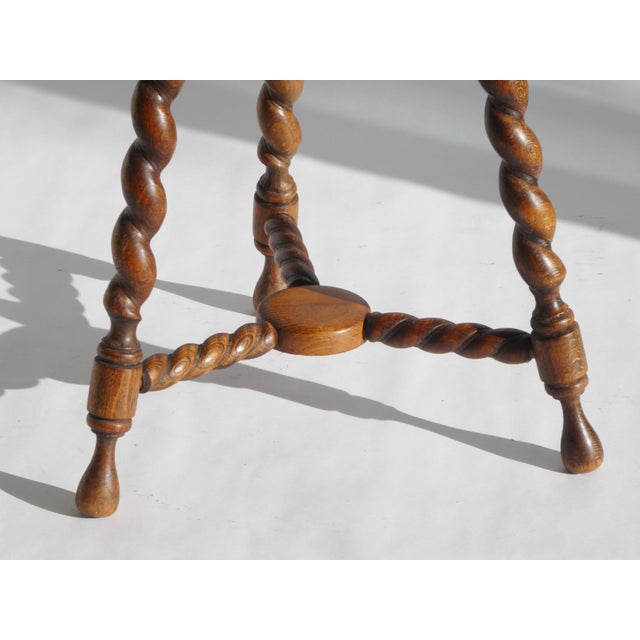 1920s Antique Rustic Farmhouse Hexagon Wooden Barley Twist Plant Stand, 1920s For Sale - Image 5 of 9