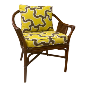 Rattan Club Chair, Kravet Diane Von Fursterberg Textile