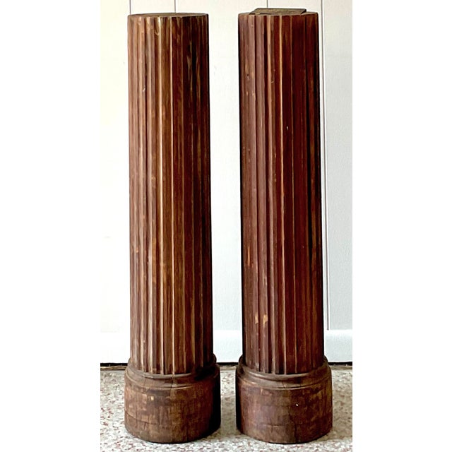 Vintage Boho Patinated Primitive Wood Columns - a Pair For Sale - Image 4 of 5