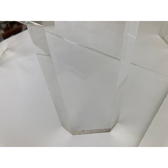 Karl Springer Lucite Coffee Table With Angle Corners For Sale - Image 9 of 12