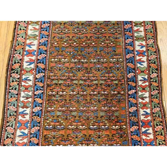 1900 - 1909 Vintage Persian Kurdish Camelhair Runner Rug, Hand-Knotted Wool, Allover Pattern, 4x14, Camelhair & Ivory For Sale - Image 5 of 18
