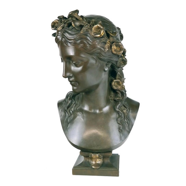 F. Barbedienne Bronze Bust of a Woman For Sale