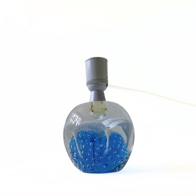 Blue Handmade Art Glass Table Lamp For Sale - Image 3 of 4