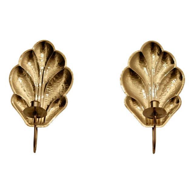 Mid-Century Swedish Brass Sconces by Firma Lars Holmström, 1950s, Set of 2 For Sale