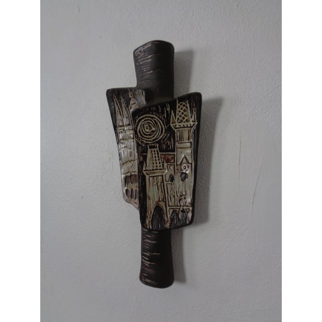 Studio Keramik wall vase with a view of Prague by Keramo Kostelec from the 1960s. This piece has an attribution mark, I am...