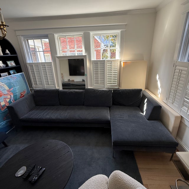 B&B Italia Charles Sofa with Chaise Luxury and comfort upholstered in a charcoal package. This sofa with chaise wis both...