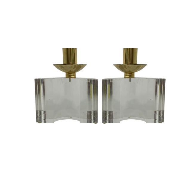 Acrylic Glass Candleholders, 1970s, Set of 2 For Sale