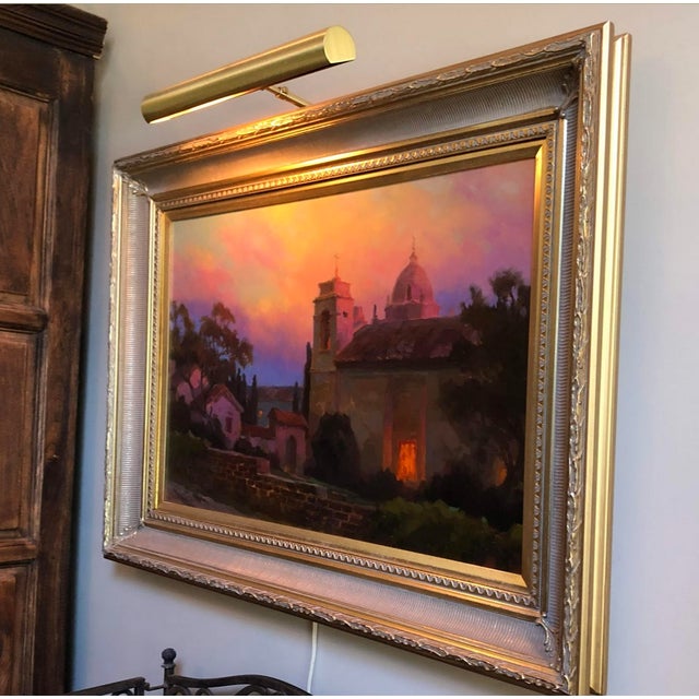 American Lydia and Evgeny Baranov "Mystic Twilight" Painting of Carmel Mission, Framed For Sale - Image 3 of 11