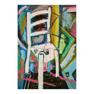 ‘Chair’ Abstract Impasto Oil on Canvas by Minglei Wang (China) For Sale