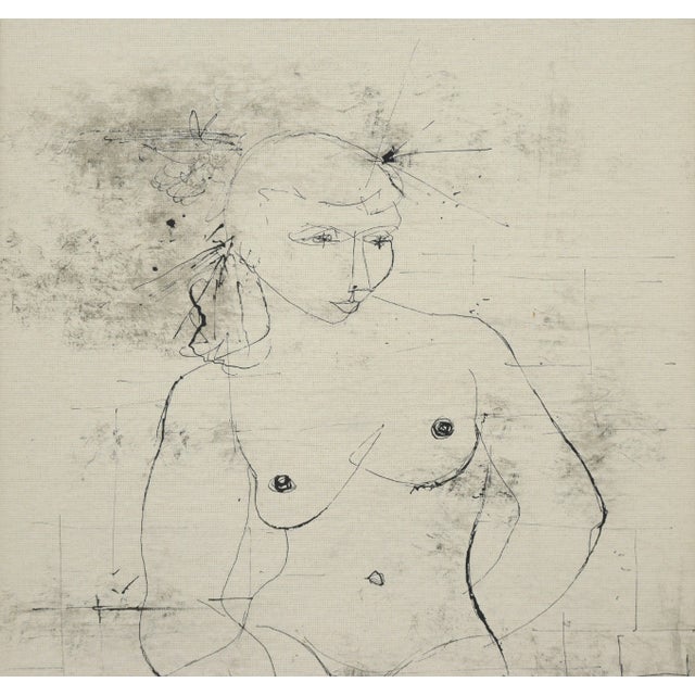 Abstract George Giusti "Seated Nude" Mixed Media Drawing 1949 For Sale - Image 3 of 8
