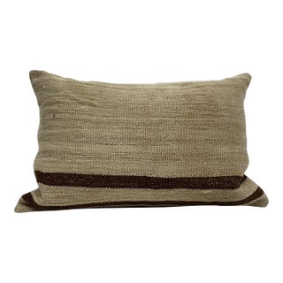 Turkish Hemp Pillow Cushion Natural Beige Brown Pillow Cushion Cover 16" x 24" For Sale