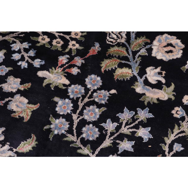 Shabby Chic Floral 1990's Pak-Persian Black/Rust Wool Rug - 12'1'' X 15'2'' For Sale - Image 4 of 9