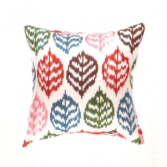 Contemporary Multi Color Hand Knotted Turkish Silk Ikat Pillow For Sale - Image 3 of 3