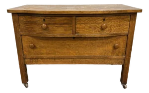 Antique Mission Arts and Crafts Tiger Oak Server Bureau Sideboard Buffet