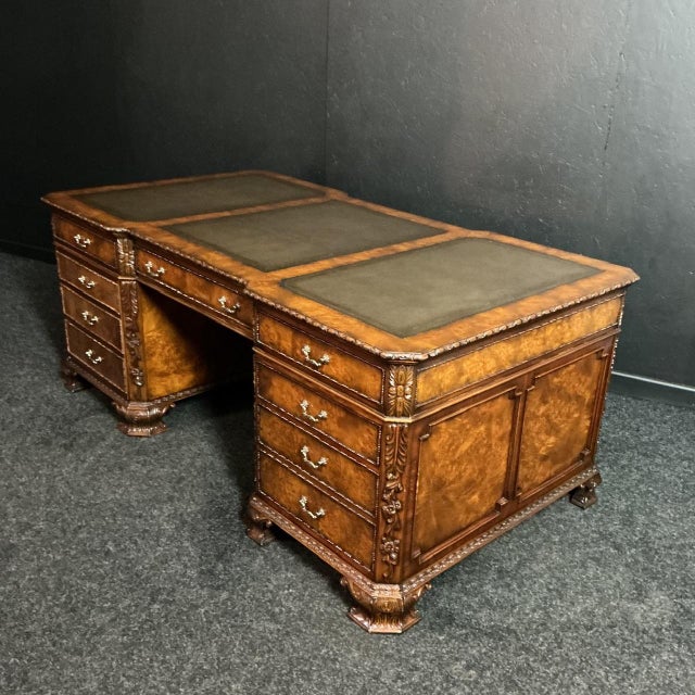 Burr Walnut Partners Desk, 2000s For Sale - Image 10 of 10