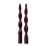 Lumière Twist Taper Candles, Set of 12 in Burgundy, 10" For Sale