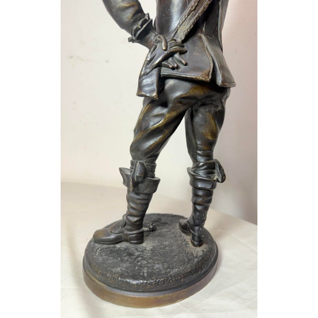 High Quality 19th Century Antique Bronze Musketeer Cavalier Statue Sculpture For Sale - Image 14 of 16