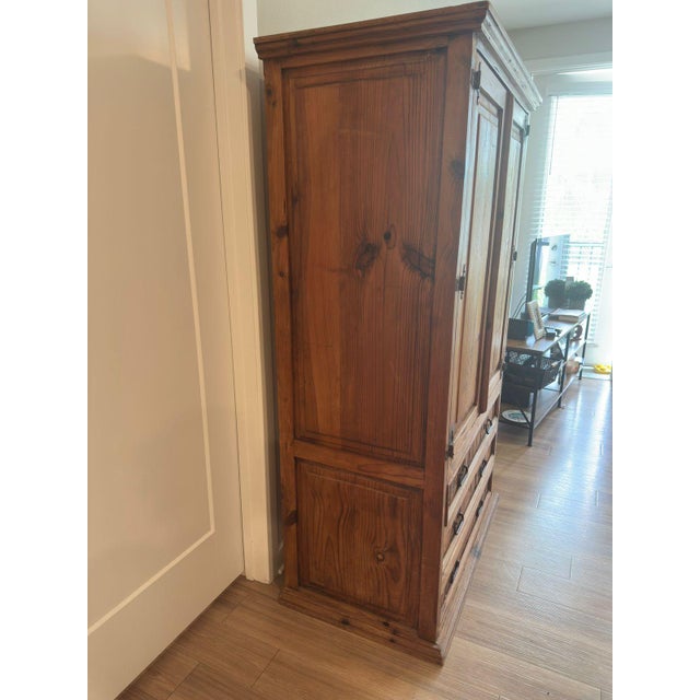 1980s Vintage Carved Wood Accent Cabinet With Decorative Panels For Sale - Image 5 of 11