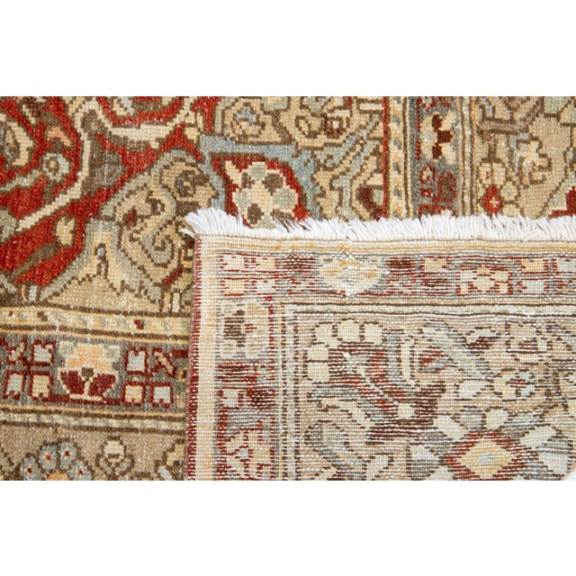 Textile Rosette Persian Bakhtiari Wool Rug Handmade in Rust Color For Sale - Image 7 of 9