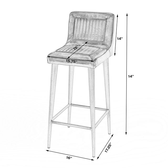 Spritely Home Accent Furniture Maxwell Leather 32" Bar Stool, Black For Sale - Image 4 of 9