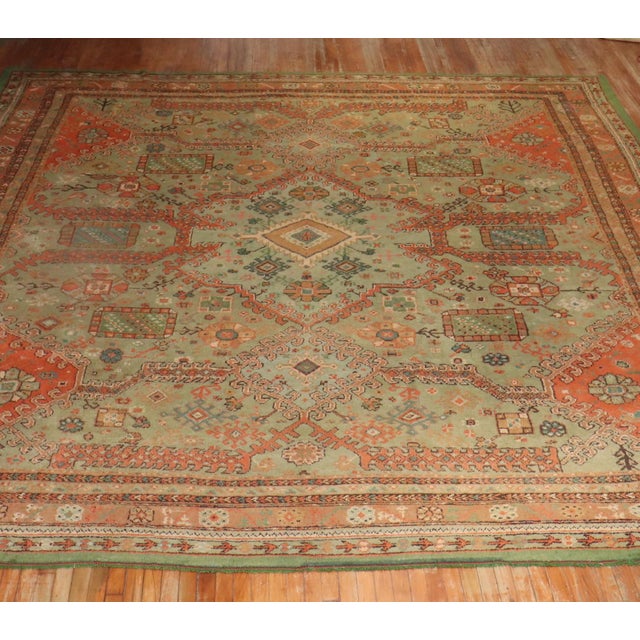 Early 20th Century Zabihi Collection Green Large Irish Donegal Rug - 13'2" x 14'9" For Sale - Image 12 of 12