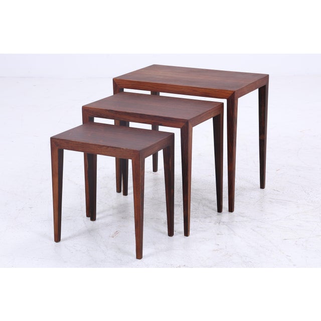 Mid-Century Nesting Tables in Rosewood by Severin Hansen for Haslev Møbelsnedkeri, 1960s, Set of 3 For Sale - Image 5 of 11