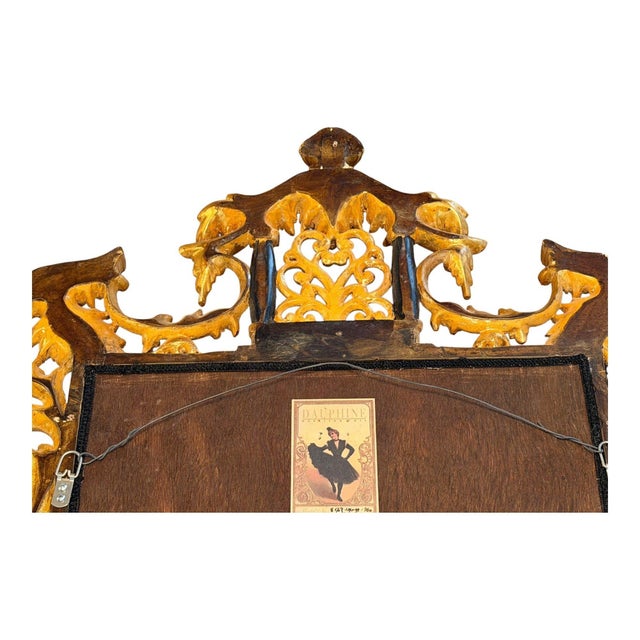 Wood Antique Ornately Carved Giltwood Beveled Wall Mirror | Baroque Rococo Revival | 49" H For Sale - Image 7 of 11