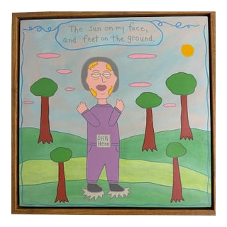 Original Folk Art Painting From Key West /Sun on My Face For Sale