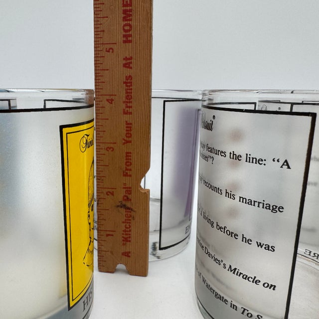 Glass 1980s rivial Pursuit Dof by Culver Double Old Fashioned Barware Set of 5 For Sale - Image 7 of 8