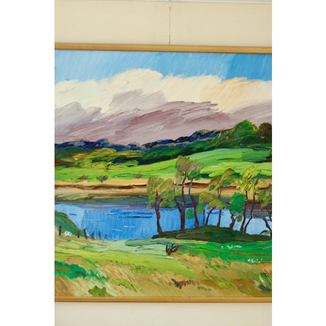 Mid-Century Modern Göran Brunius, Archipelago Landscape, 1960s, Large Oil on Canvas, Framed For Sale - Image 3 of 11