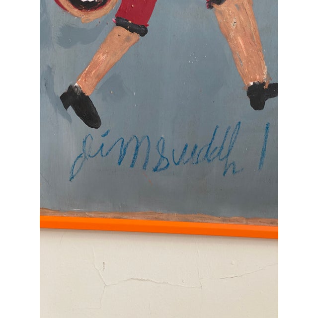 Wood 1990s Jimmy Lee Sudduth Painting “Farmers Kid” Self Taught Art Vintage, Framed For Sale - Image 7 of 12