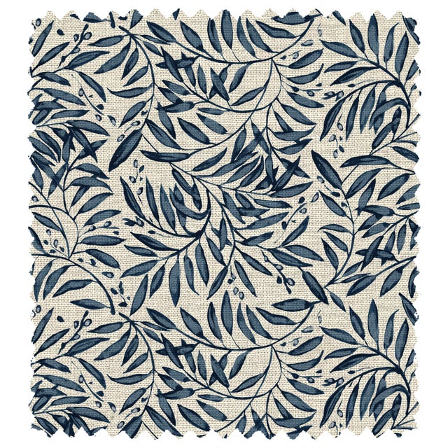 Spritely Home Stoffer Home x Cloth & Company Bernadette Ruffle Drum Ottoman in Willow Vine Navy For Sale - Image 4 of 5