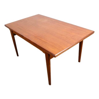 1960s Mid Century Danish Modern Dining Table Denmark Teak Wood Extension Draw Leaf Nm For Sale