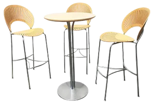 Danish Trinidad Barstools and Table by Nanna Ditzel for Fredericia, 1990s, Set of 4