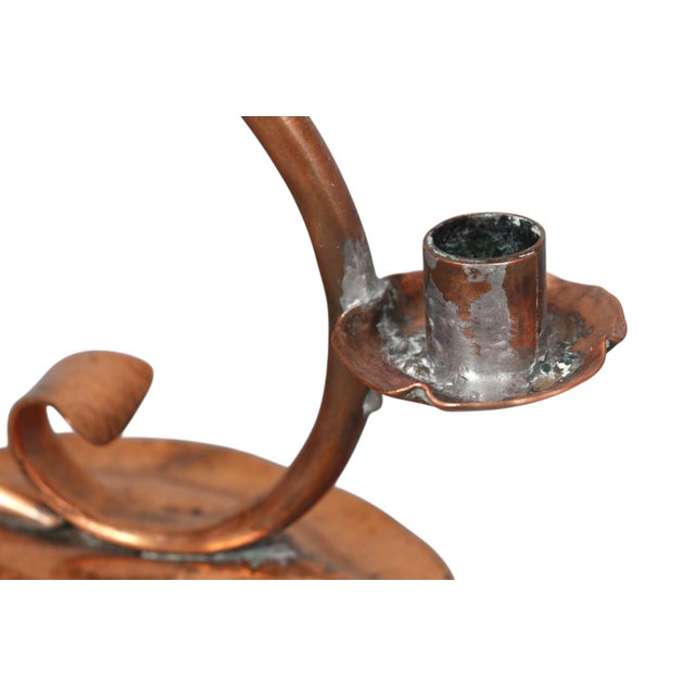 1930's Craftsman Studios Hammered Copper Candelabra, a Pair For Sale - Image 4 of 8