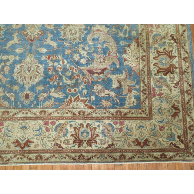 American Antique Zabihi Collection Animal Pictorial Persian Tabriz Rug - 9'2" x 12'7" For Sale - Image 3 of 10