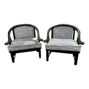 Refinished and Reupholstered - Century Furniture James Mont Ming Style Lounge Chairs - a Pair