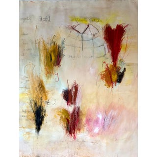 Large "Polichinelles" Painting on Paper Mounted on Framed Panel