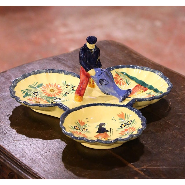 Mid-20th Century French Hand Painted Faience Dish Signed Hb Quimper For Sale - Image 4 of 11