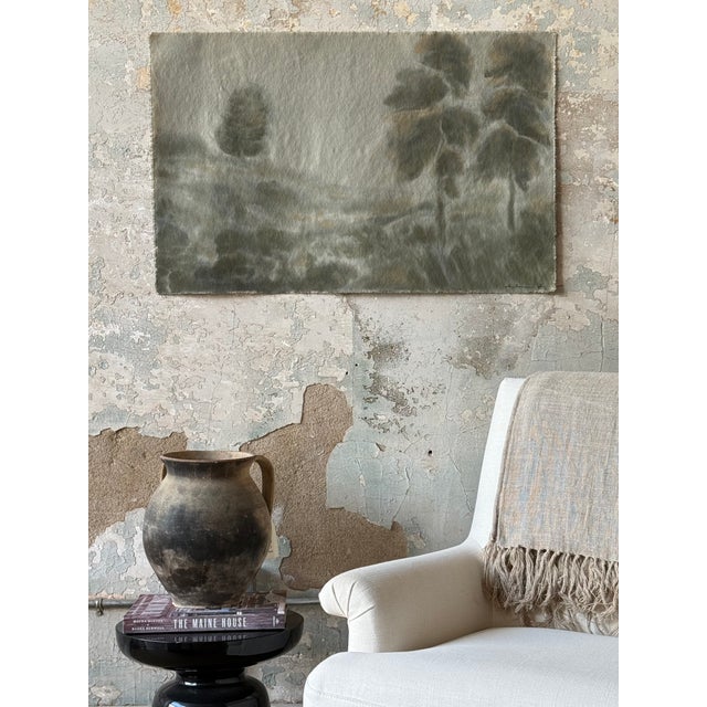 Contemporary Watercolor Landscape on Raw Canvas For Sale - Image 3 of 3